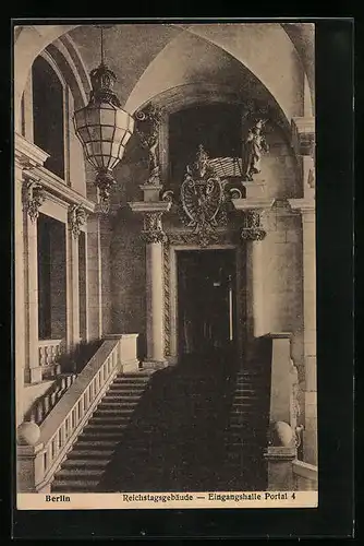 AK Berlin, Reichstagsgebäude, Eingangshalle u. Portal
