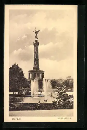 AK Berlin, Siegessäule mit Fontäne