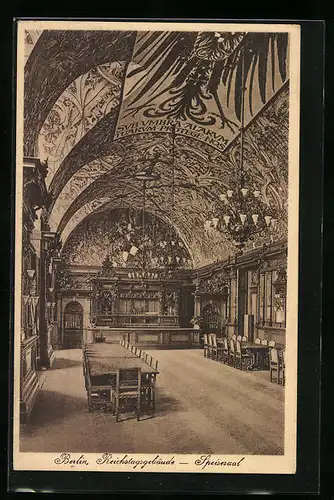 AK Berlin, Reichstagsgebäude, Speisesaal, Innenansicht