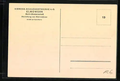 AK Berlin-Siemensstadt, Siemens-Schuckertwerke AG, Elmowerk