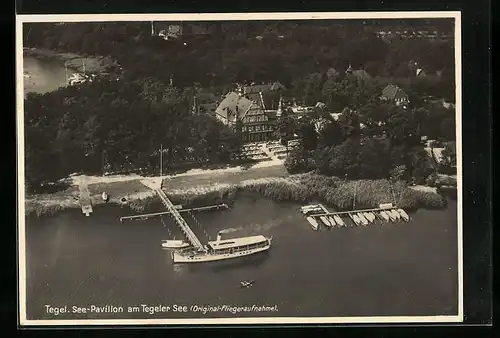AK Berlin-Tegel, Restaurant Tegel-See-Pavillon, Fliegeraufnahme