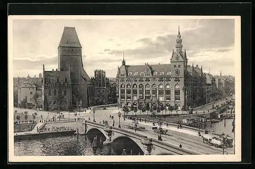 AK Berlin, Waisenbrücke und Märkisches Museum, Märkischer Platz
