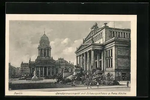 AK Berlin, Gendarmenmarkt mit Schauspielhaus und Franz. Kirche