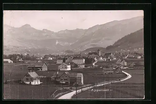 AK Appenzell, Totale mit Gebirgswand