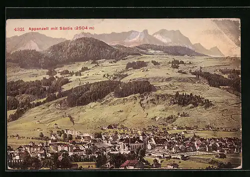AK Appenzell, Panorama mit Säntis