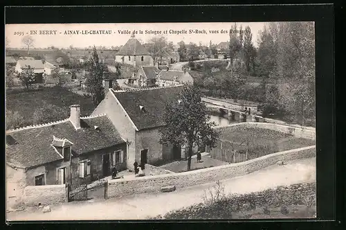 AK Ainay-le-Chateau, Vallée de la Sologne et Chapelle St-Roch, vues des Remparts