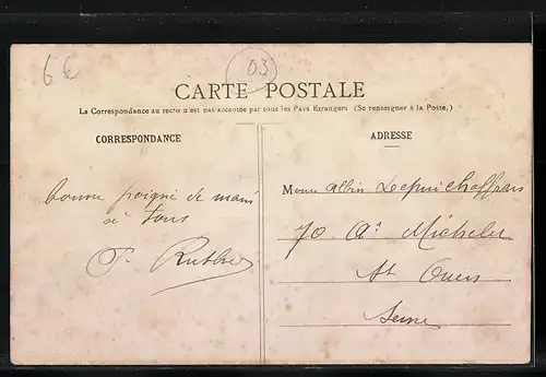AK Ygrande, Arrivée - Route d`Orleans
