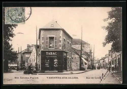 AK Varennes-sur-Allier, Rue Antoine Fayard, Rue de Lyon