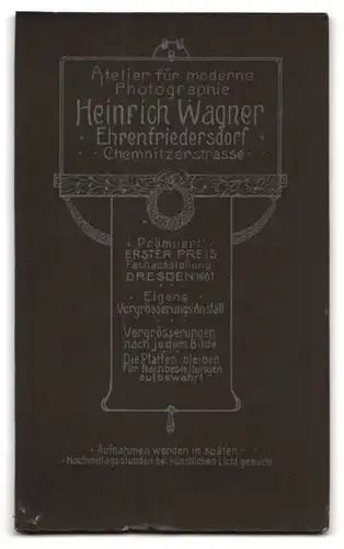 Fotografie Heinrich Wagner, Ehrenfriedersdorf, Chemnitzerstr., Junger Herr mit Schnauzbart und modischem Anzug