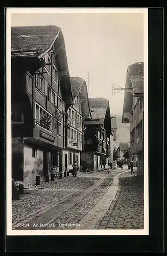 AK Andermatt, Dorfstrasse am Gasthaus zum Ochsen