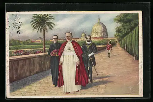 Künstler-AK Sua Santita nei Giardini Vaticani