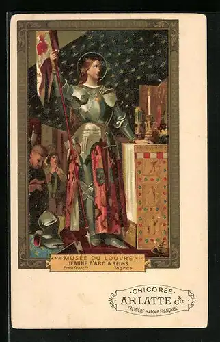 Lithographie Jeanne d`Arc a Reims, Reklame Chicorée Arlatte & Cie.