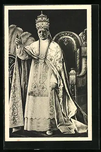 AK Papst Pius XI. im feierlichen Ornat mit segnender Geste