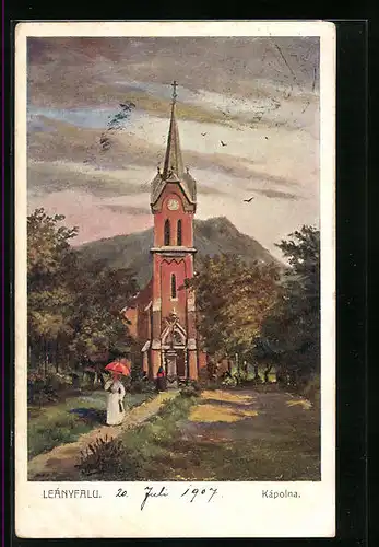 Künstler-AK Leányfalu, Kápolna
