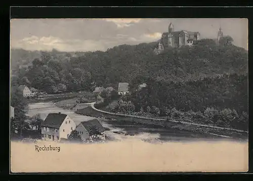 AK Rochsburg / Mulde, Panorama mit Schloss