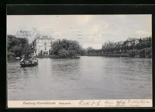 AK Hamburg-Harvestehude, Ruderpartie auf der Alster