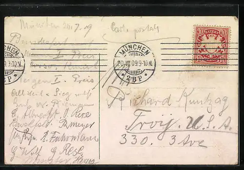 AK München, Theatinerkirche und Feldherrnhalle