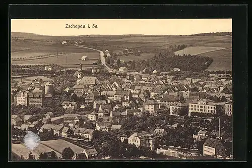 AK Zschopau i. Sa., Totale aus der Vogelschau