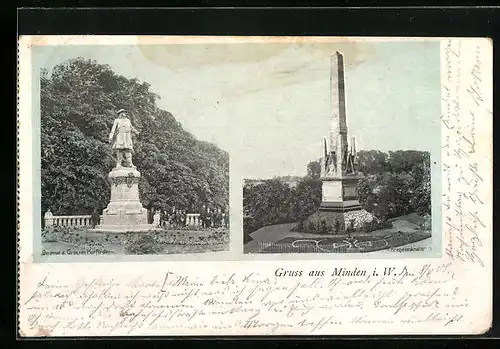 AK Minden i. W., Denkmal d. Grossen Kurfürsten, Kriegerdenkmal