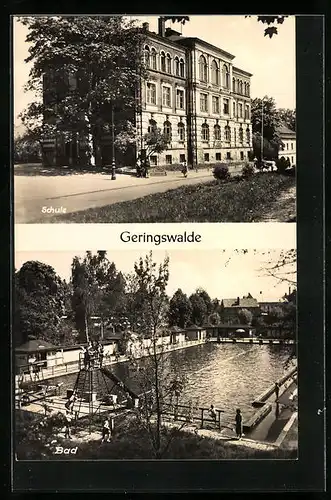 AK Geringswalde, Blick auf die Schule, Freibad
