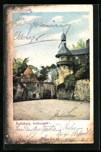 Künstler-AK Rochsburg, Blick in den Schlosshof