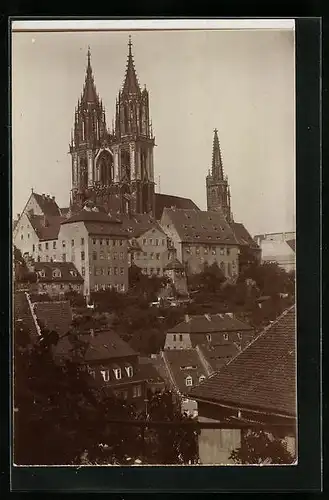 AK Meissen, Blick über die Dächer der Stadt zum Dom