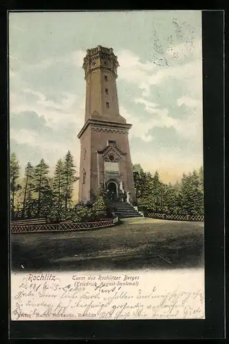 AK Rochlitz, Partie am Turm des Rochlitzer Berges, Friedrich August-Denkmal