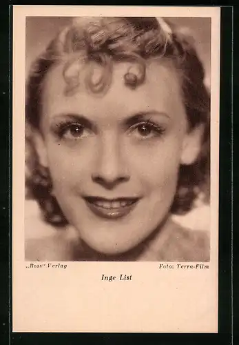 AK Schauspielerin Inge List lächelt