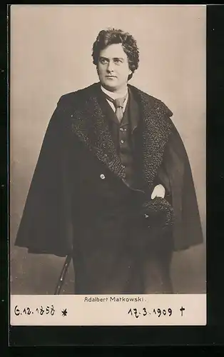 AK Schauspieler Adalbert Matkowsky im Anzug mit Hut in der Hand