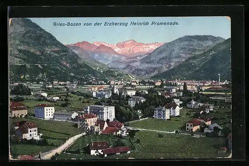 AK Gries-Bozen, Ortsansicht von der Erzherzog Heinrich Promenade