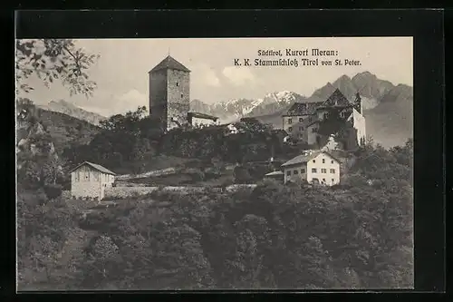 AK Meran, K. K. Stammschloss Tirol von St. Peter