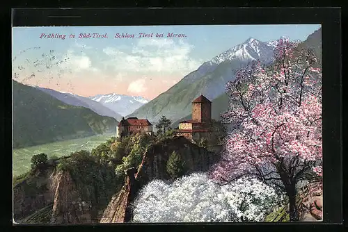AK Schloss Tirol bei Meran, Das Schloss im Frühling