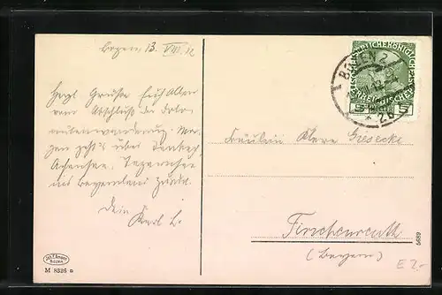 AK Bozen, Partie am Walter-Platz, Hotel