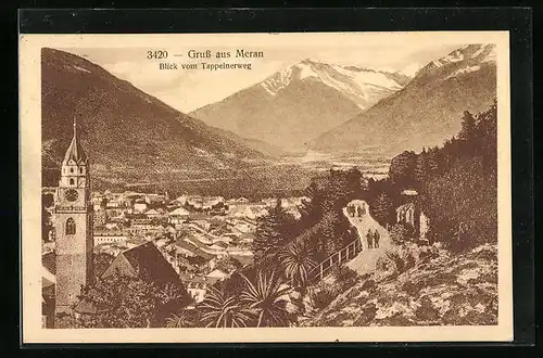Künstler-AK Meran, Blick vom Tappeinerweg