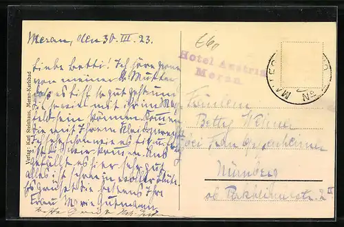 Künstler-AK Meran, Blick vom Tappeinerweg