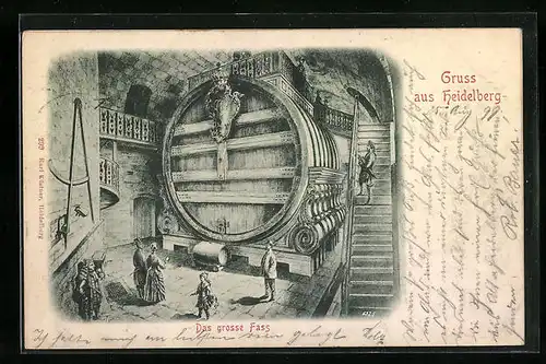 Relief-AK Heidelberg, Das grosse Fass