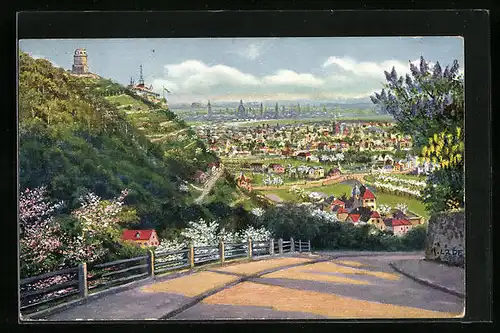 AK Lössnitz, Blick auf Dresden