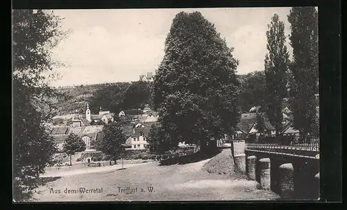 AK Treffurt a. W., Ortspartie mit Brücke