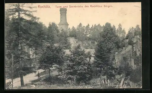 AK Rochlitz /Sa., Turm und Steinbrüche des Rochlitzer Berges