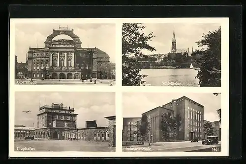 AK Chemnitz, Flughafen, Industrieschule, Opernhaus und Schlossteich