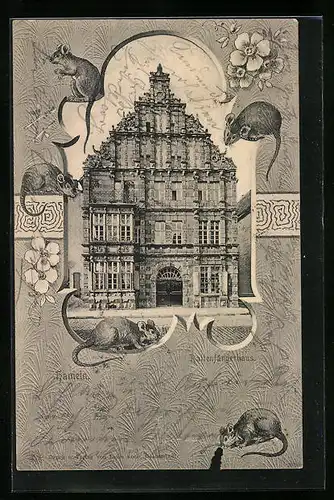 AK Hameln, Rattenfängerhaus, Passepartout