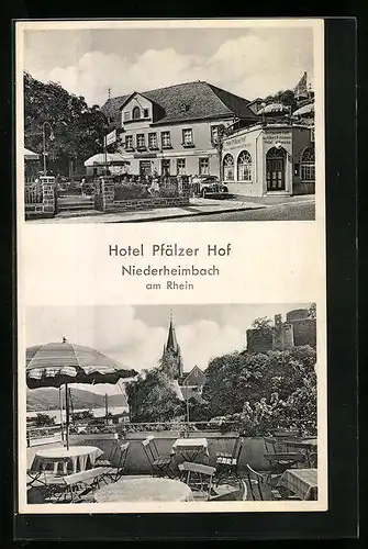 AK Niederheimbach am Rhein, Hotel Pfälzer Hof, Terrasse