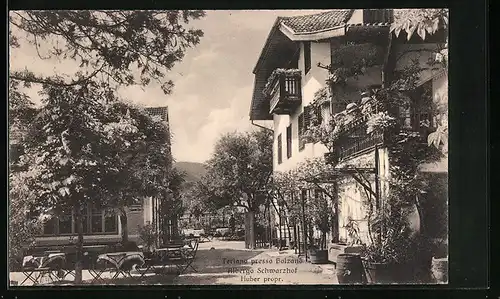 AK Terlano presso Bolzano, Albergo Schwarzhof - Hof- und Gartenblick