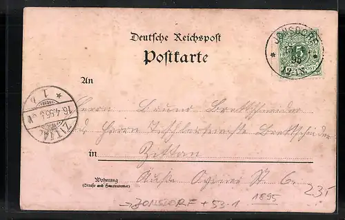 Vorläufer-Lithographie Jonsdorf, 1895, Gasthof am Nonnenfelsen