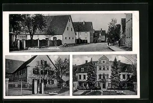 AK Illesheim, Partie an der Hauptstrasse, Gasthaus zum Stern und Schloss
