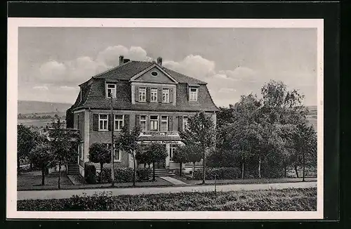 AK Bad Hersfeld, Gasttsätte und Pension Kimmel, Am Weinberg 20, mit Strasse aus der Vogelschau