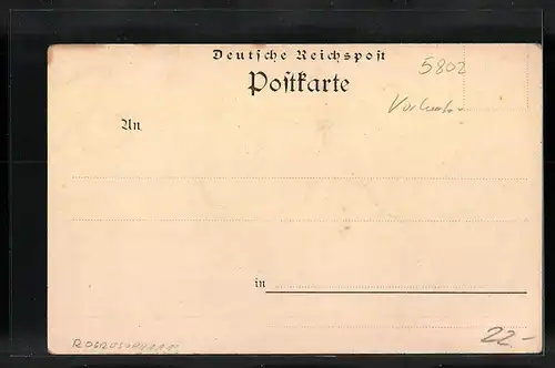 Lithographie Volmarstein /Ruhr, Restauration und Eisenbahnhaltestelle zur Burg Volmarstein