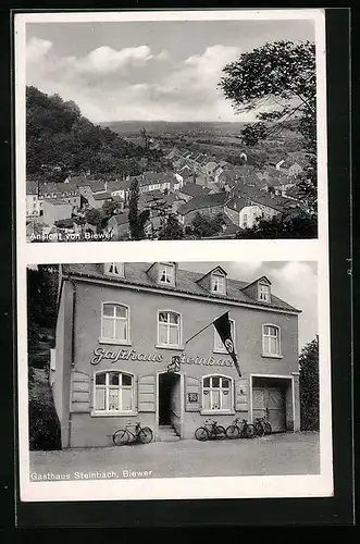 AK Biewer, Gasthaus Steinbach, Teilansicht aus der Vogelschau
