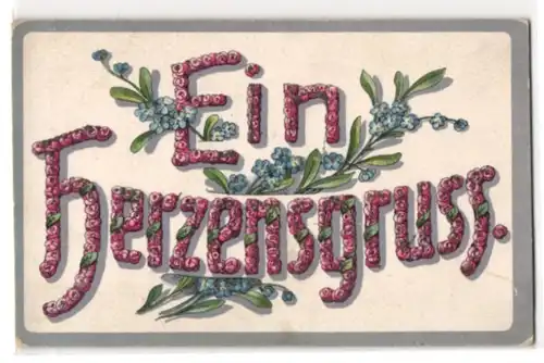 Glitzer-Perl-AK Ein Herzensgruss mit Glitzer-Perlen