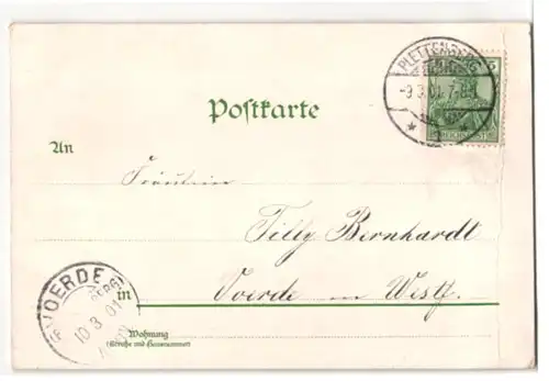 Glitzer-Perl-AK Veilchen mit Glitzer-Perlen und Gruss